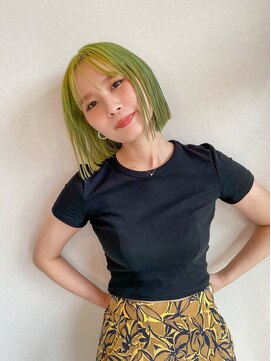 ヘアサロン セロ(Hair Salon SERO) 【セロ姫路】ハイトーン/ライムグリーン/切りっぱなしボブ