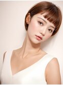20代30代大人かわいい/シルキーベージュ/丸みショートヘア/前髪