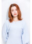 ロブ×外ハネ×オレンジベージュ