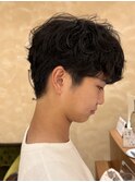 メンズマッシュ メンズパーマ メンズヘア 緩めスパイラル