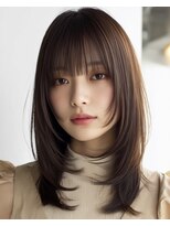 オンク 新宿(onk)&nbsp;黒髪/グレーベージュ/レイヤーロング/前髪パーマ[新宿駅]