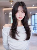 韓国レイヤー顔周りカット透明感カラー髪質改善艶髪シースルー