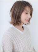ミルクティーベージュブリーチなしハッシュカットボブ30代40代X
