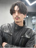 心斎橋シャドウパーマメンズマッシュウルフカット波巻きパーマ