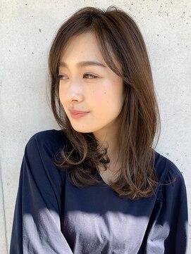 エインアンリー 表参道(AIN.ANLY.) 顔周り小顔カットミディアム☆ハイライトカラーオリーブカラー