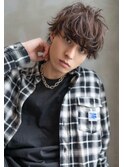 メンズビジネスツーブロックアップバング束感ショートマッシュ
