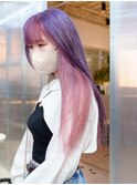 ブルーラベンダー　ピンク　インナーカラー