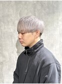 ホワイトシルバーカラーメンズマッシュヘアハイトーンマッシュ