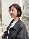 ミニボブぷつっとボブ切りっぱなしボブ暖色カラー