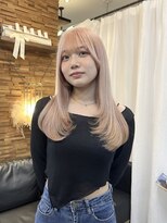 スイート ヘアデザイン(Suite HAIR DESIGN)&nbsp;ピーチカラー ハイトーンヘア  ロングスタイル