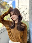 切りっぱなしボブエアリーロング美髪ピンクブラウン