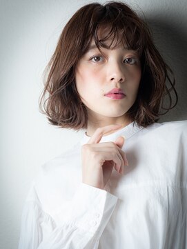 カバーヘア ブリス 川口(COVER HAIR bliss) ミルクティーカラーゆるふわ小顔Aラインボブパーマu川口30代40代