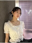 ホワイトグレージュ/デジタルパーマ/チェリーブラウン/栄