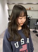 ぱっつんワイドバング×重めウェーブヘア
