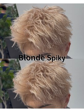 ミルクティーベージュ/スパイキーショート/ハイトーン/[大分駅]