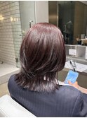 春夏カラー◎暖色カシスボルドー×レイヤーボブ×大人似合わせ
