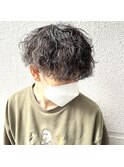 波巻きパーマ×無造作マッシュ