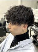 ソフトツイストスパイラルパーマ2wayアップバング束感ショート