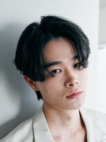 センターパートカルマヘアニュアンスパーマアップバング韓国原宿