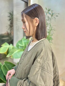 ハヤシ(HAYASHI) 愛され大人ショートボブグレーベージュ透け感ボブこなれミディ