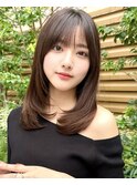 20代30代40代◎前髪パーマ韓国風巻きくすみベージュお団子ヘア
