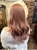 ピンクブラウン×レイヤーカット