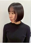 大人可愛い☆パッツンボブ前髪カット☆ブラウン◎イルミナカラー