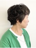 【松戸　松田】ふんわり黒髪パーマ　ショートスタイル