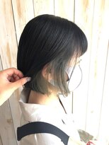 ヘアーアンドメイクサワ 佐久店(sawa)&nbsp;20代 ボブ 切りっぱなし インナーカラー 　大人可愛い
