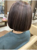 ボブ 白髪ぼかしハイライト