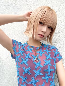 ラミエバイメルト 下北沢(lamie by melt) 村上/ミルクティーベージュ切りっぱなしボブ顔まわりブリーチ春