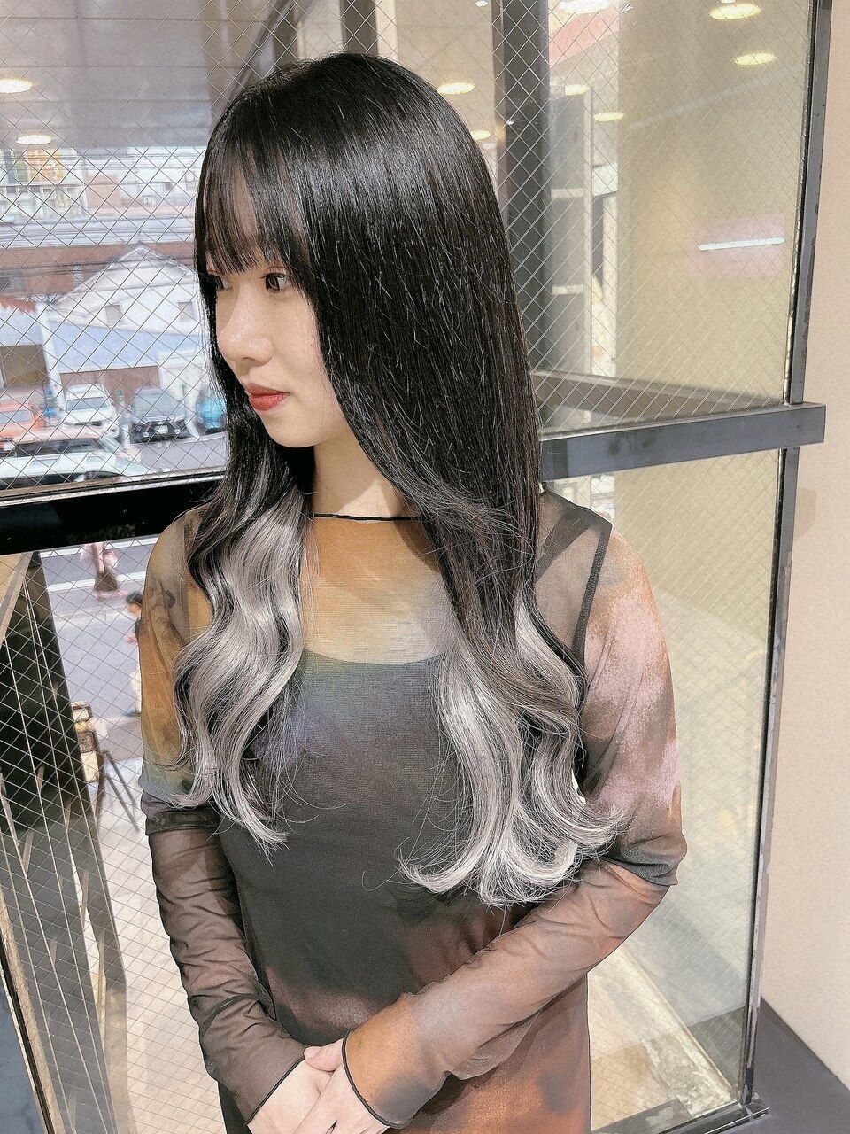 ホワイトシルバー#シールエクステ#韓国#インナーカラー#新宿