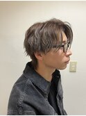 センターパートウルフ/メンズハイライト/ナチュラルハイライト