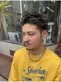 men's/オールバック/スパイラルパーマ/ハイライト/メッシュ