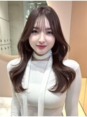 ブリーチなしダブルカラー　くびれ巻き　ラベンダーベージュ