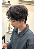 フェザーパーマフェザーショートウルフ毛流れセンターパート