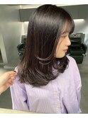 卵型ホワイトグレージュミニウルフデジタルパーマチェリーブラウ