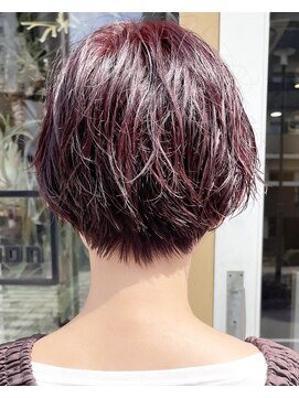ショートパーマ/ニュアンスパーマ/ボルドーカラー/ショートボブ