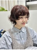 【小顔・顔まわり】ボブパーマ/暖色カラー/くせ毛風