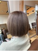 ボブ×白髪ぼかし×ハイライト×マロンベージュ