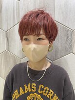 ビューティドレッセヤマノ 池袋パルコ(Beauty Dresse YAMANO)&nbsp;ピンクオレンジカラー×くせ毛生かしショート/ベビーピンク/30代