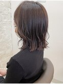 切りっぱなしボブ　外ハネボブ　アッシュブラウン