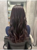 ラベンダーブラウン　艶巻きロング
