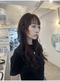 顔まわりカット　ロングウルフ　ハイレイヤー