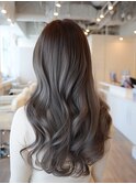 20代30代透明感◎ブリーチなしグレージュ×ウェーブ巻き髪