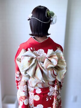 タグマル 卒業式振袖着付けヘアセット☆ツヤっと外はねスタイル