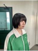 ミルクティーブロンド/ダークブルー/デジタルパーマ/小倉