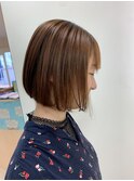 10代20代30代/ボブ×アプリコットオレンジ/ハイトーンカラー