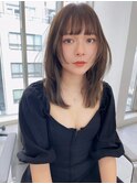 ひし形前髪_黒髪小顔オリーブグレーココアベージュクラゲヘアー