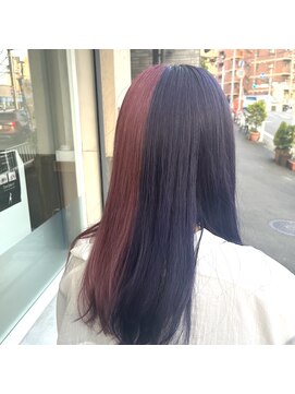 パーミル ヨコハマ(permille Yokohama) ハーフピンクハーフバイオレッドインナーカラーブリーチカラー